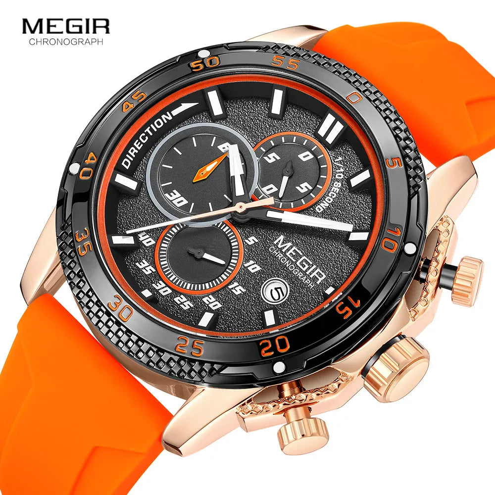 Watches Men Fashion Chronograph Quartz Military Sport Wristwatch with Silicone Strap Date Luminous Hand 2211