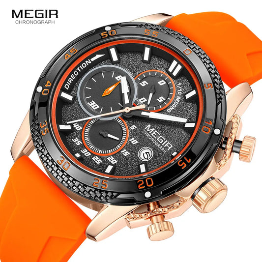Watches Men Fashion Chronograph Quartz Military Sport Wristwatch with Silicone Strap Date Luminous Hand 2211