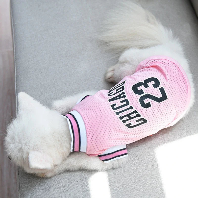 Puppy Summer Dog Clothes Mesh Breathable Sport Dog Jersey Basketball Clothes T-Shirt Summer Pet Cat Shirts for Small Large Dogs