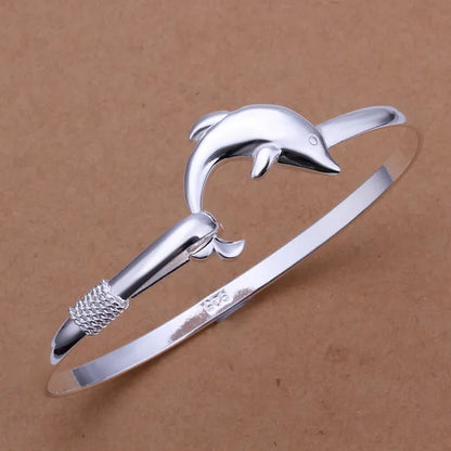 Silver exquisite luxury gorgeous fashion Dolphins bracelet charm jewelry women lady birthday gift B178