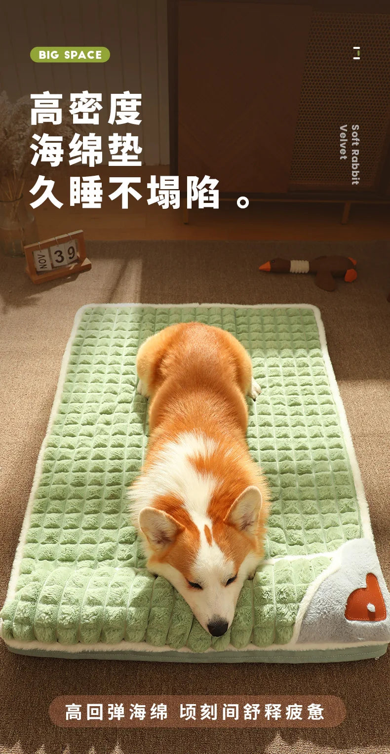 Winter Warm Dog Mat Luxury Sofa for Small Medium Dogs Plaid Bed for Cats Dogs Fluff Sleeping Removable Washable Pet Beds