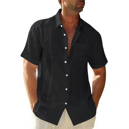 JRJZ 2023 New Summer Sleeve Guayabera Dress T Shirt for Men Cotton Cuban Shorts Regular-fit Spread Collar Button Down Beach Tops