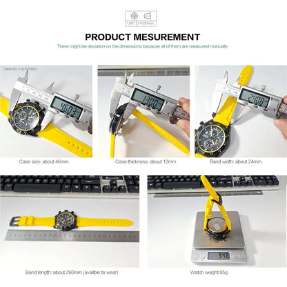 Watches Men Fashion Chronograph Quartz Military Sport Wristwatch with Silicone Strap Date Luminous Hand 2211