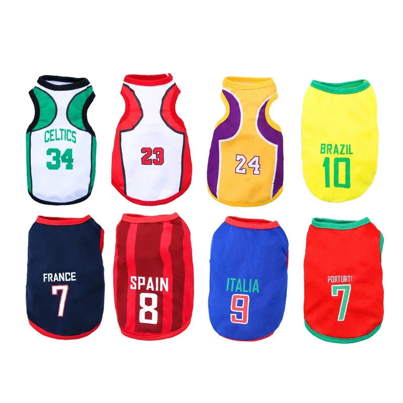 Puppy Pet Clothes Dog Sport Jersey Pet Clothes for Summer Apparel Basketball Clothing Puppy T-Shirts Summer Pet Cat Shirts