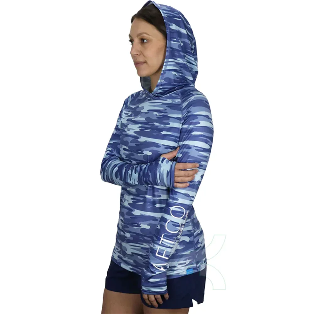 Women Fishing Shirt UPF 50+ Hooded Fishing Clothes Sun Protection Long Sleeve Hoodie Women Outdoor Summer Jersey Camisa De Pesca