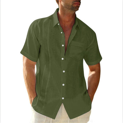 Men's Summer Short Sleeve Cotton Guayabera Dress Shirt Cuban Shorts Spread Collar Button Down Beach Tops Mens Clothes