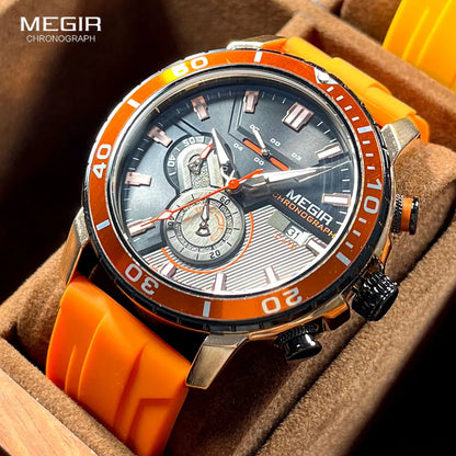 Watch for Men Fashion Waterproof Silicone Strap Chronograph Quartz Wristwatch with Auto Date Luminous hands