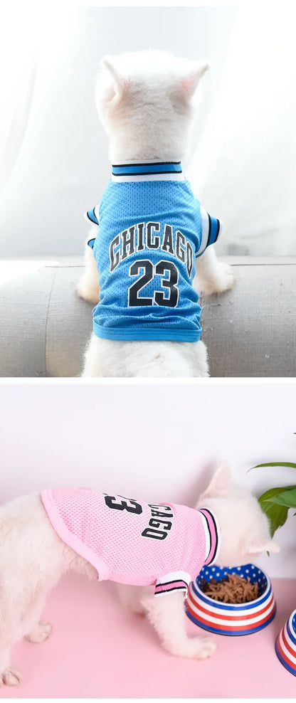 Puppy Summer Dog Clothes Mesh Breathable Sport Dog Jersey Basketball Clothes T-Shirt Summer Pet Cat Shirts for Small Large Dogs