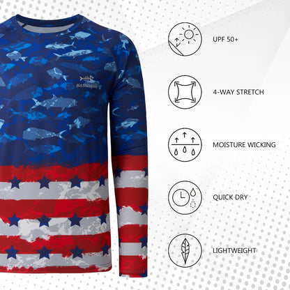 Men's Fishing Camo Shirt BASSDASH UPF 50+For Men Quick Dry Long Sleeve Kayaking Hiking T-Shirts