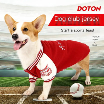 Dogs Baseball Jersey Casual Dog & Cats Back Embroidery Color Block Shirts Fashionable Warm Football Dog T-shirt For Going Out