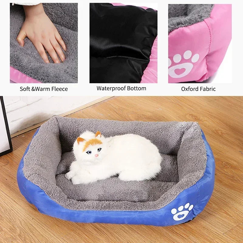 Large Square Nest Pet Dog Bed for Small Medium Dogs Soft Fleece Nest Big Dog Sofa Bed Winter Warm Cat House for Pet