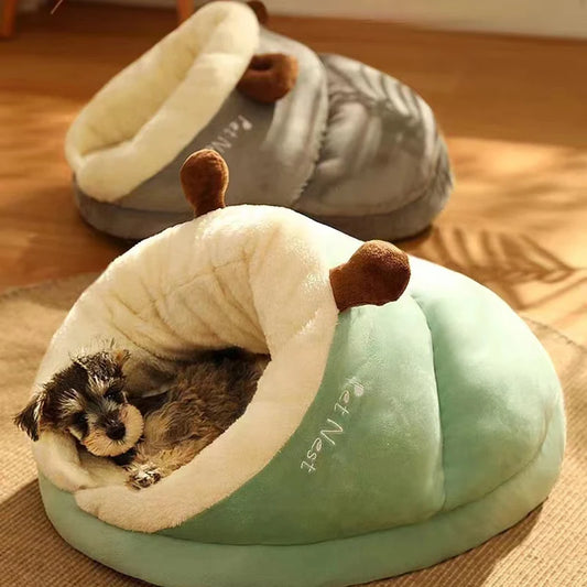 Warm Small Dog Kennel Bed Breathable Dog House Cute Slippers Shaped Dog Bed Cat Sleep Bag Foldable Washable Pet House