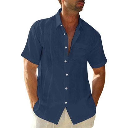 Men's Summer Short Sleeve Cotton Guayabera Dress Shirt Cuban Shorts Spread Collar Button Down Beach Tops Mens Clothes