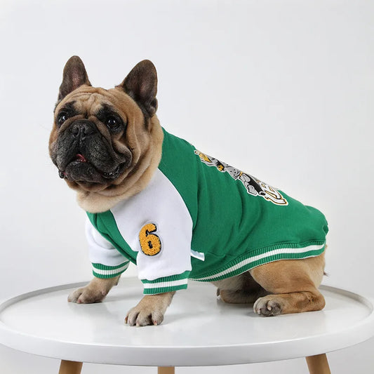 Pet Baseball Jerseys Autumn Winter Dog Clothes Fleece Warm Baseball Shirt Dog Puppy Sweatshirt Small And Medium-Sized Dog Jacket