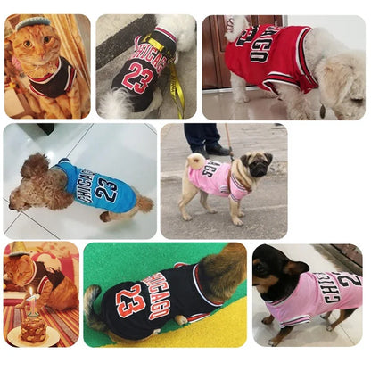 Puppy Summer Dog Clothes Mesh Breathable Sport Dog Jersey Basketball Clothes T-Shirt Summer Pet Cat Shirts for Small Large Dogs