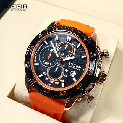 Watches Men Fashion Chronograph Quartz Military Sport Wristwatch with Silicone Strap Date Luminous Hand 2211