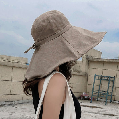 Women's Foldable Travel Packable Bucket Hat Japanese UV Sunscreen Cotton Summer Wide Brim Sun Hat Linen Beach Hat Fisherman Hat