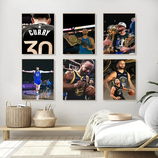 Stephen Curry Poster Self-adhesive Art Waterproof Paper Sticker Coffee House Bar Room Wall Decor