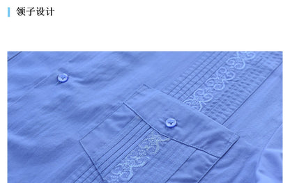 Men's Short Sleeve Embroidered Guayabera Shirt - Summer Must-Have, Premium Fabric, Embroidered, Breathable, Comfortable