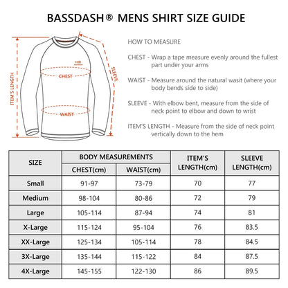 Men's Fishing Camo Shirt BASSDASH UPF 50+For Men Quick Dry Long Sleeve Kayaking Hiking T-Shirts