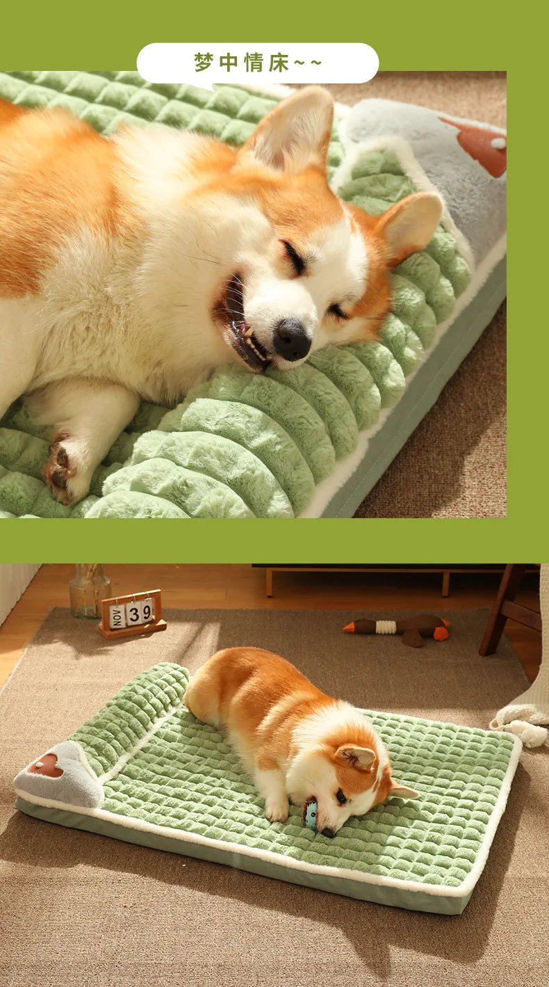 Winter Warm Dog Mat Luxury Sofa for Small Medium Dogs Plaid Bed for Cats Dogs Fluff Sleeping Removable Washable Pet Beds