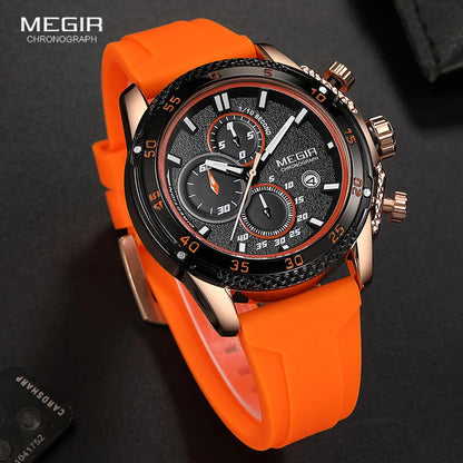 Watches Men Fashion Chronograph Quartz Military Sport Wristwatch with Silicone Strap Date Luminous Hand 2211